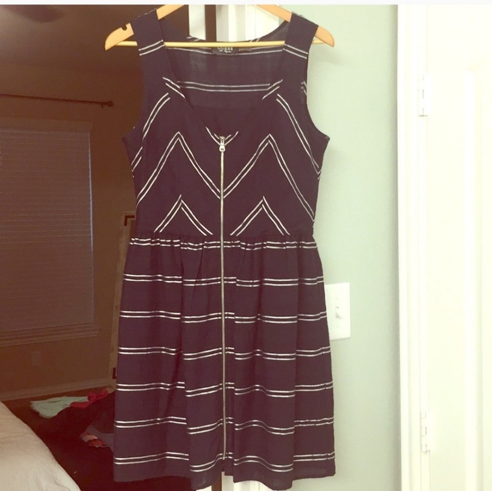 Sleeveless Navy and Silver Guess Dress